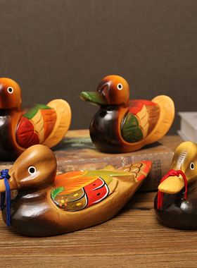 木质中式床头送新人结婚鸳鸯摆件