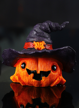 万圣节魔法帽南瓜头道具装饰摆件