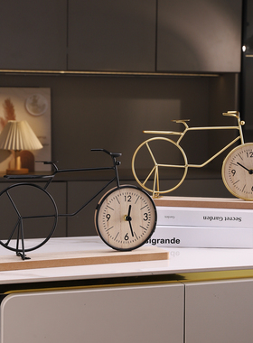 北欧客厅电视柜创意自行车时钟摆件家居卧室玄关办公室桌面装饰品