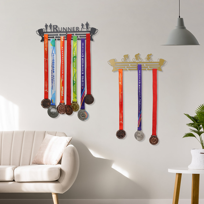 奖牌展示架体育运动马拉松荣誉墙收纳挂架免打孔墙面跑步金牌挂钩 - 图2