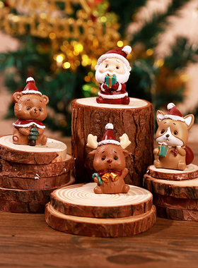 树脂卡通可爱圣诞小动物迷你摆件