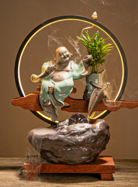 新中式风流水摆件台灯乔迁礼物