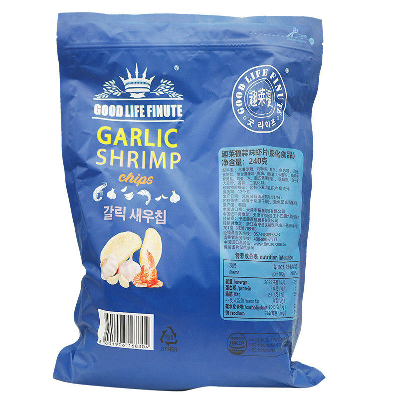 韩国进口趣莱福蒜味玉米片薯片巨型 谨乔食品膨化食品