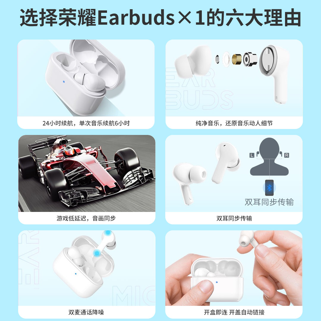 无线蓝牙耳机降噪入耳式适用于苹果华为手机荣耀官方旗舰店正品 EarbudsX1 荣耀亲选 现货速发 无线蓝牙耳机降噪入耳式适用于苹果华为手机荣耀官方旗舰店正品 EarbudsX1 荣耀亲选 现货速发