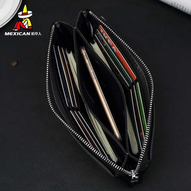 Scarecrow men's handbag men's genuine leather boutique men's bag business first-layer cowhide bag clutch bag clutch wallet trendy