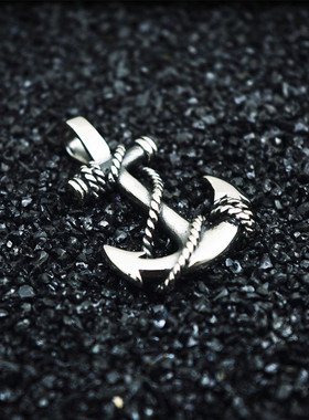 欧美复古船锚钛钢朋克风吊坠项链