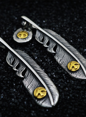 复古飞鹰羽毛钛钢朋克风吊坠项链