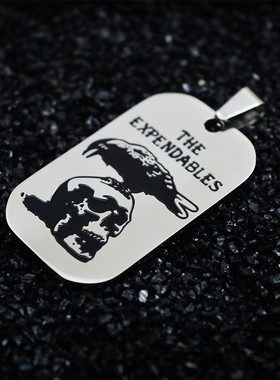 欧美复古骷髅军牌钛钢潮流吊坠