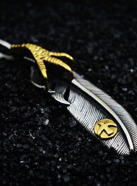 复古羽毛钛钢朋克风吊坠项链