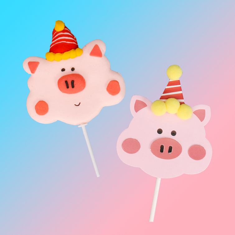 网红软陶小猪蛋糕装饰插牌插件 卡通生日烘焙摆件派对甜品台布置 - 图2