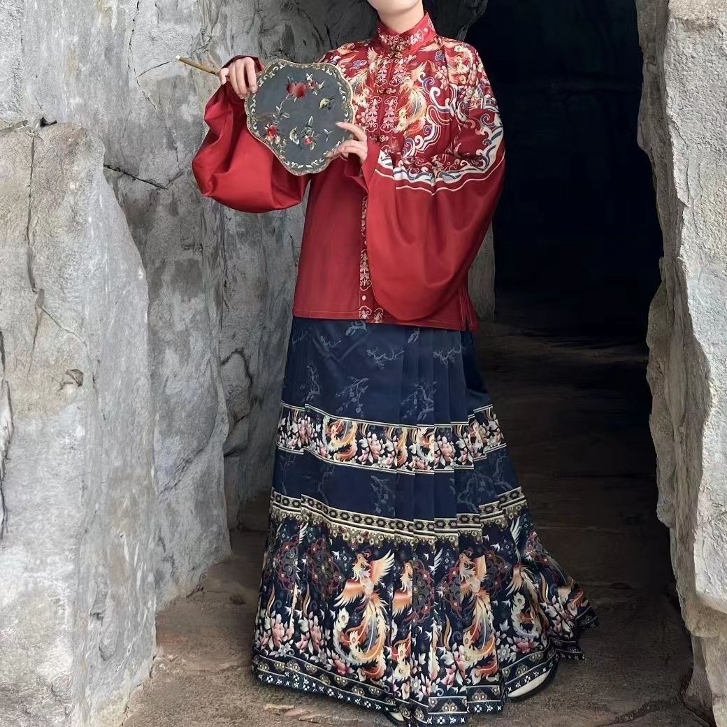 大码汉服女胖mm明制中国风立领琵琶袖日常显瘦马面裙春秋季套装,淘宝优惠券,粉丝福利购,淘宝优惠卷