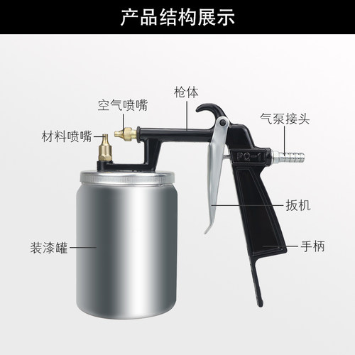 气泵动力喷枪家具汽车下壶喷漆枪底漆油漆喷枪喷涂喷雾器涂料工具 - 图0