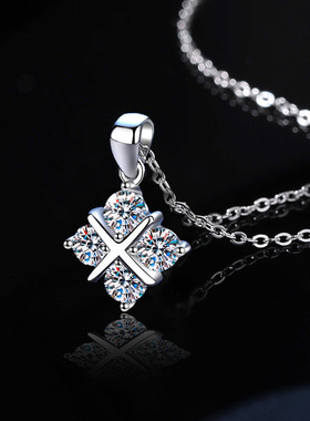 进口莫桑钻项链S925银项链韩版时尚锁骨链闪钻项饰气质星空满钻