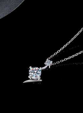 进口s925纯银项链莫桑钻项链闪电之星吊坠高级感轻奢跨境专供直