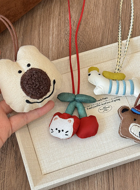 进口可爱毛绒绒小动物项链女秋冬长款挂脖毛衣链2024年新款爆款