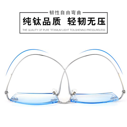 古帕无框近镜眼镜男超轻切边纯钛眼镜架大脸变色眼睛平光男9083 - 图2