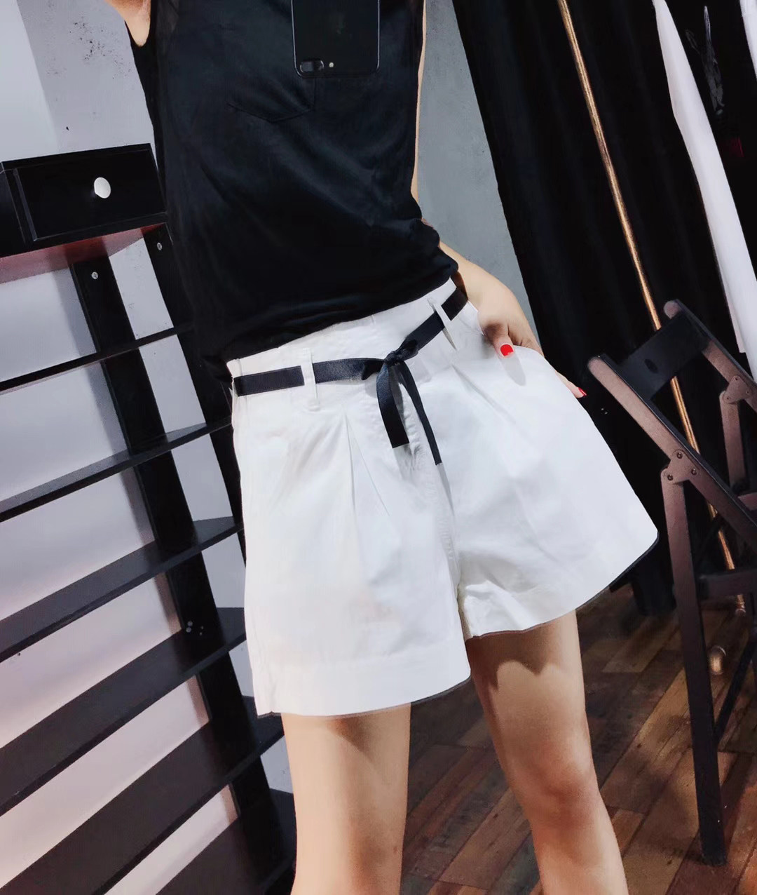 欧货2020夏季新款白色牛仔韩版短裤 稻语牛仔裤