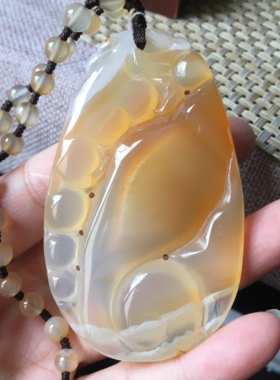 天然玛瑙玉髓大件毛衣链吊坠