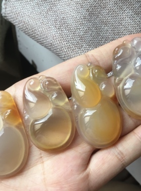 冰彩玉髓葫芦如意挂件水晶吊坠