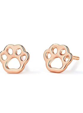 法兰西AG瑷嘉沙臻我镂空小狗耳钉纯银耳钉七夕礼物可爱个性