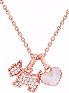 法兰西AG瑷嘉沙爱心小狗项链耳扣套装轻奢法式气质百搭简约时尚