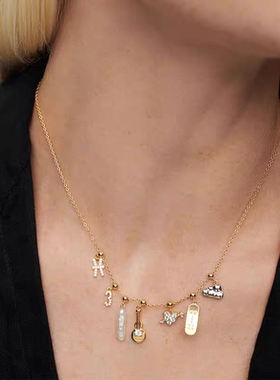 西班牙pd字母项链纯银轻奢小众高级925银镀金链