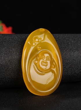 白色玉髓笑佛女士款吊坠送项链