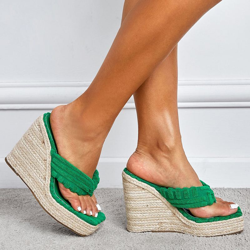 夹趾坡跟凉拖鞋wedge sandals for women shoes summer slippers - 图1