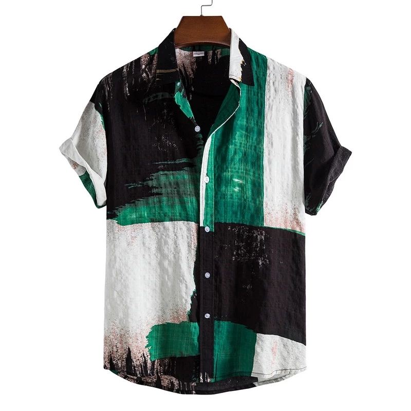 Summer Shirts Men Blouse Tops Linen Hawaii Shirt Mens 男衬衫 - 图1