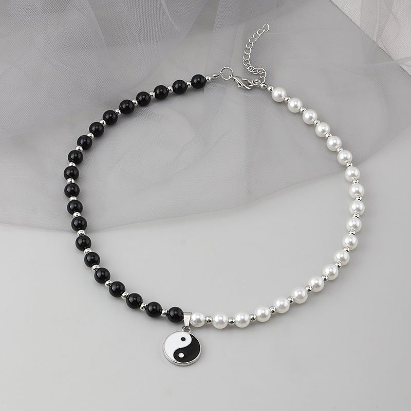 Pendant Pearl Beads Pendant Choker Necklace Punk Chain Unise - 图0