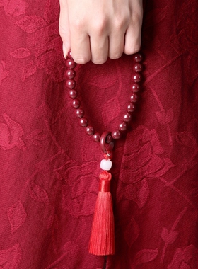 辰世朱砂紫金手持28颗念珠