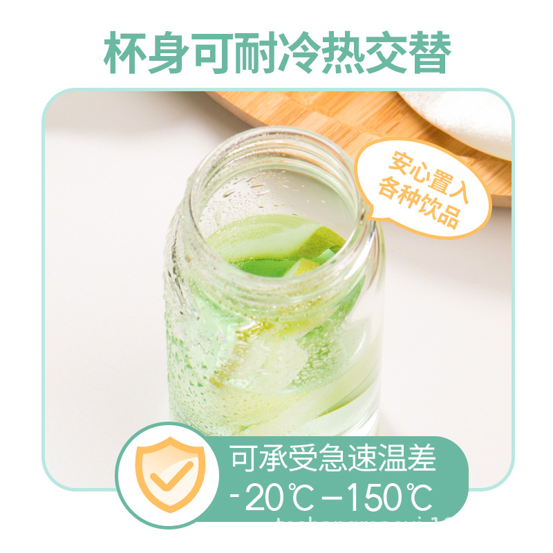 bianli倍乐 迷你玻璃水杯女士创意礼品玻璃杯便携杯子配杯套150ML - 图2