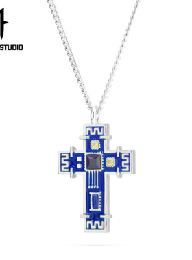 HO朋克1新款潮INS赛博十字架项链