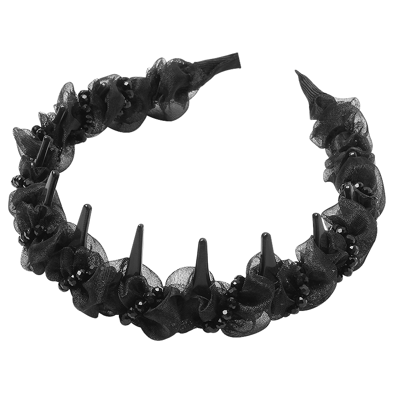 轻奢气质手工水钻串珠发箍网红高级感防滑带齿洗脸化妆头箍发卡子 - 图3