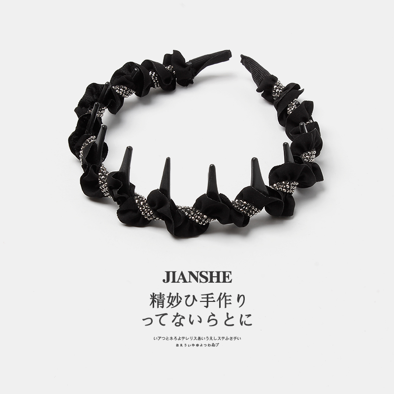 轻奢气质手工水钻串珠发箍网红高级感防滑带齿洗脸化妆头箍发卡子 - 图0