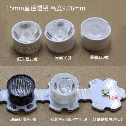 LED聚光3535透镜XPE光面11 13 15 21mm珠面10度 30 90度射灯透镜 - 图1