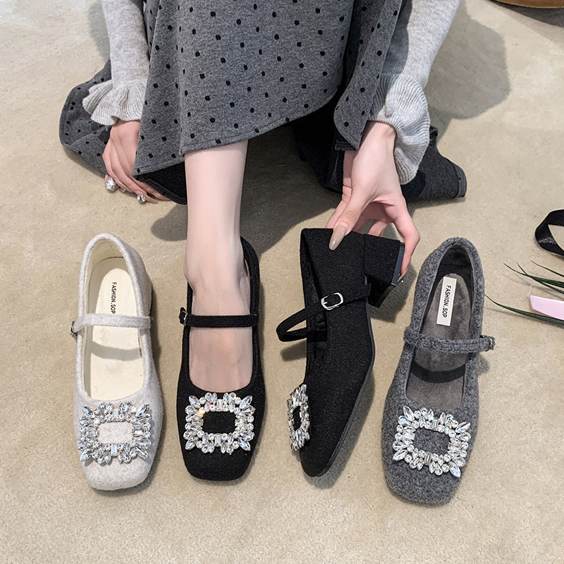 法式玛丽珍单鞋女2025秋季新款高级感气质高跟鞋配裙子水钻晚晚鞋,淘宝优惠券,粉丝福利购,淘宝优惠卷