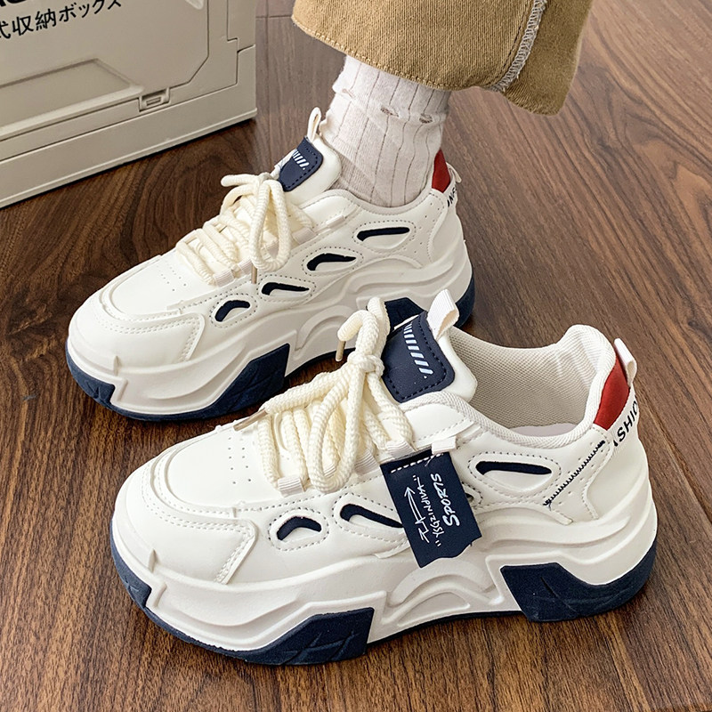 网红爆款老爹鞋女2025年春秋新款学院风厚底增高小白鞋运动休闲鞋,淘宝优惠券,粉丝福利购,淘宝优惠卷