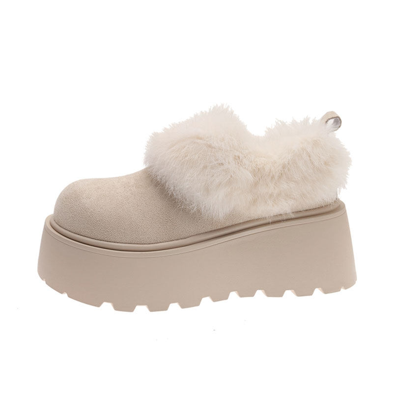 厚底增高加绒棉鞋雪地靴勃肯鞋毛毛鞋女2025新款冬季小个子乐福鞋,淘宝优惠券,粉丝福利购,淘宝优惠卷