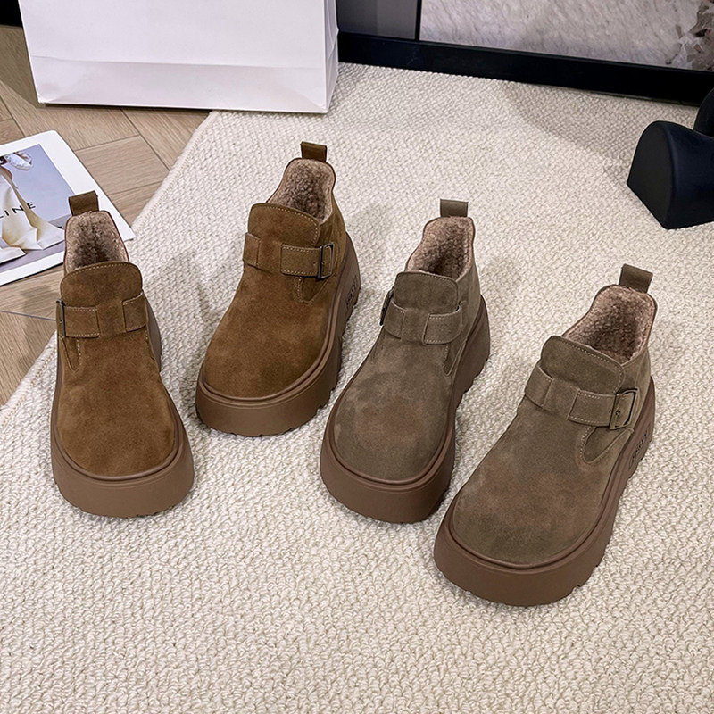 厚底增高勃肯鞋女加绒雪地靴短靴子2025新款冬季高帮女鞋乐福棉鞋,淘宝优惠券,粉丝福利购,淘宝优惠卷