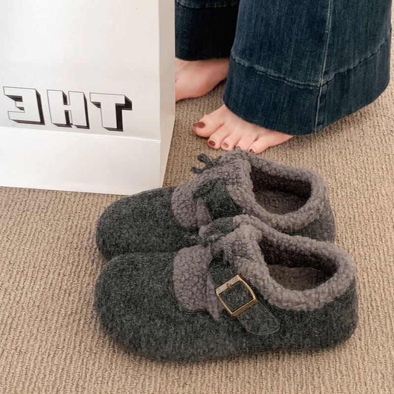 加绒毛呢勃肯鞋女2025秋冬新款保暖一脚蹬金属扣复古休闲乐福棉鞋,淘宝优惠券,粉丝福利购,淘宝优惠卷