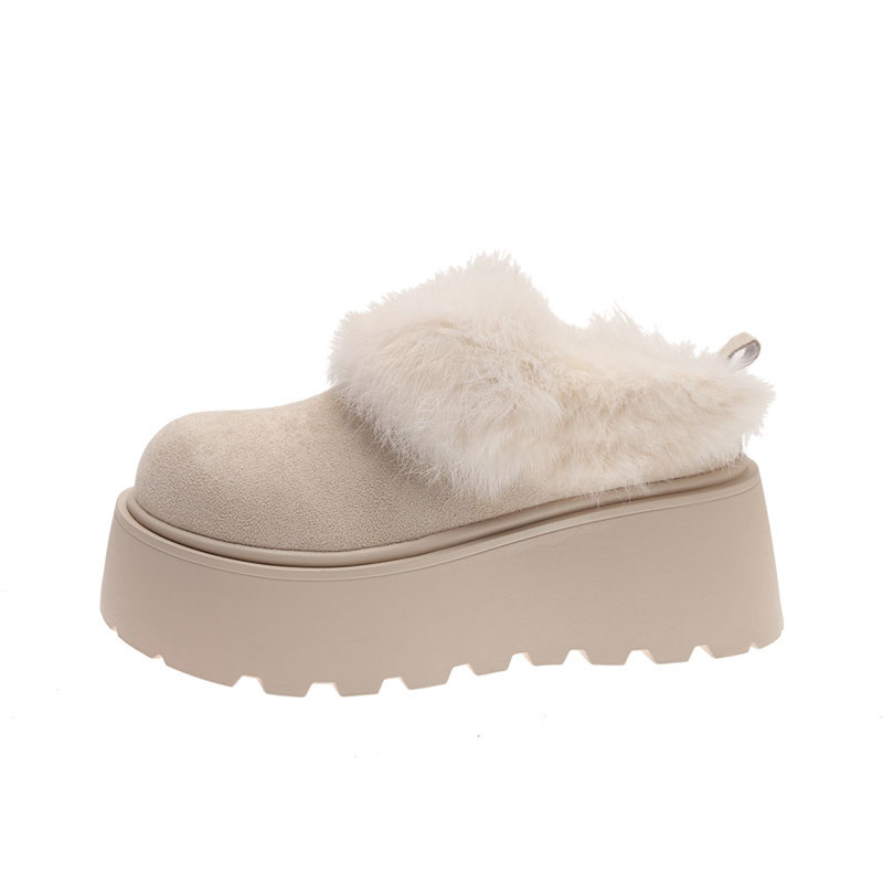 厚底半拖鞋女2025新款冬季加绒勃肯鞋保暖增高一脚蹬毛毛棉鞋子爆,淘宝优惠券,粉丝福利购,淘宝优惠卷