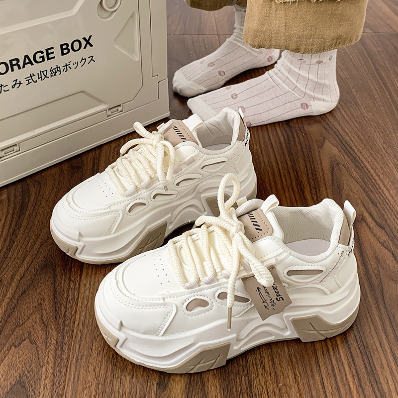 网红爆款老爹鞋女2025年春秋新款学院风厚底增高小白鞋运动休闲鞋,淘宝优惠券,粉丝福利购,淘宝优惠卷