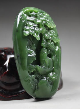 钱塘邮社   和田玉碧玉 夜半钟声到客船 把件  送证