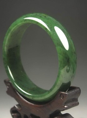 钱塘邮社   和田玉碧玉 手镯 送证 内径60mm