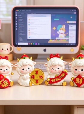 喜气羊羊招财摇头桌面摆件