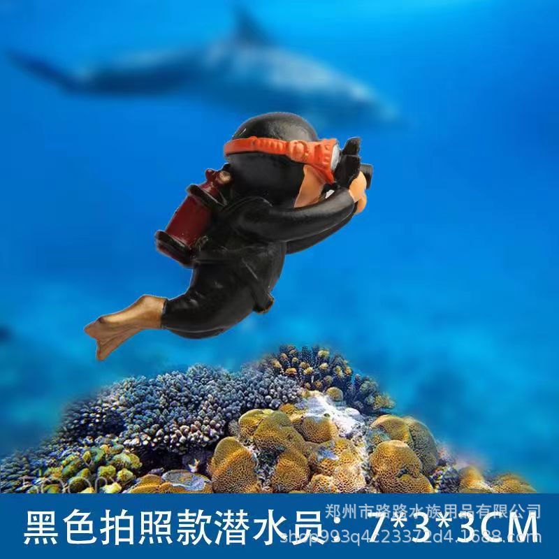 鱼缸漂潜水员浮动水族仿真造景水母装饰水草摆件躲避洞穴家用 - 图2