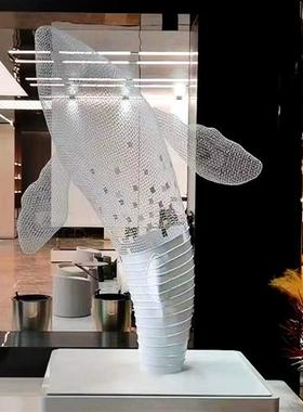 户外不锈钢镂空鱼雕塑庭院小区水池景观装饰造型海豚鲸鱼摆件定制