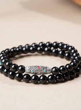 玛瑙手串女款双圈转运珠