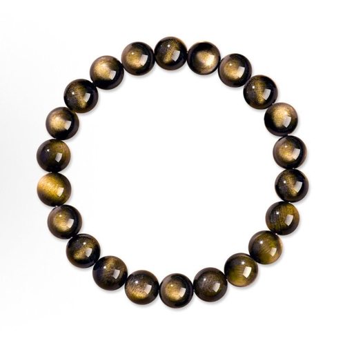 天然金曜石手串猫眼效应增强能量石补水补财黑曜石水晶手链情侣 - 图3